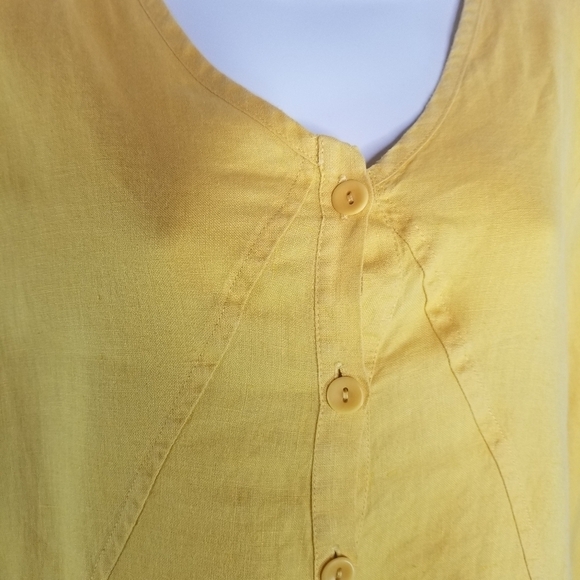 FLAX yellow linen long sleeve oversized lagenlook tunic - Picture 6 of 9